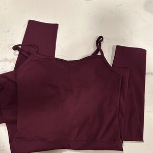 girlfriend collective Maroon Supportive Crop Tank One Piece Jumper
